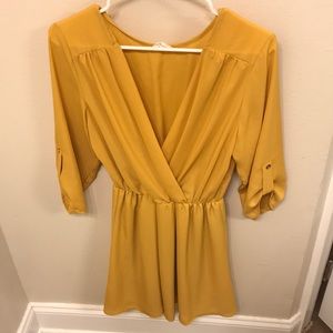 Yellow v neck dress